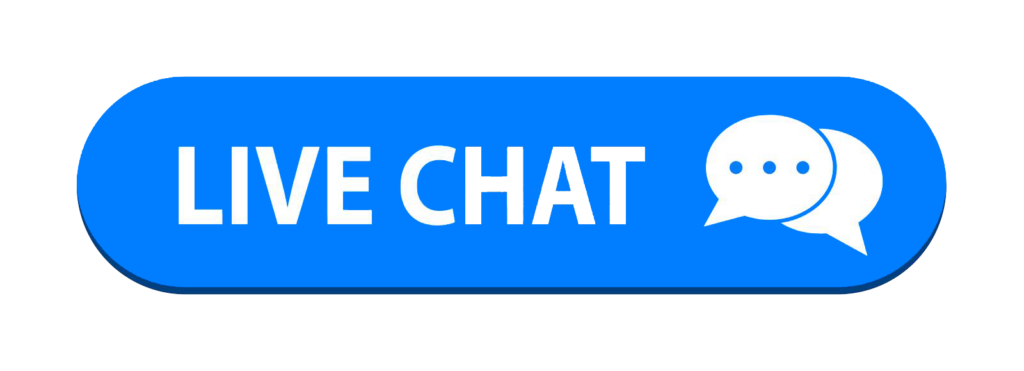 Logo con fondo azul y letras blancas que dice Live chat