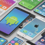 Imagen de varios telefonos con los sistemas iOS y Android